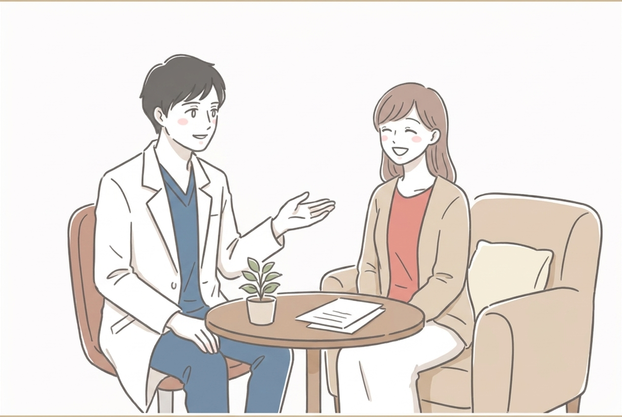 完全個室でのカウンセリングのイラスト