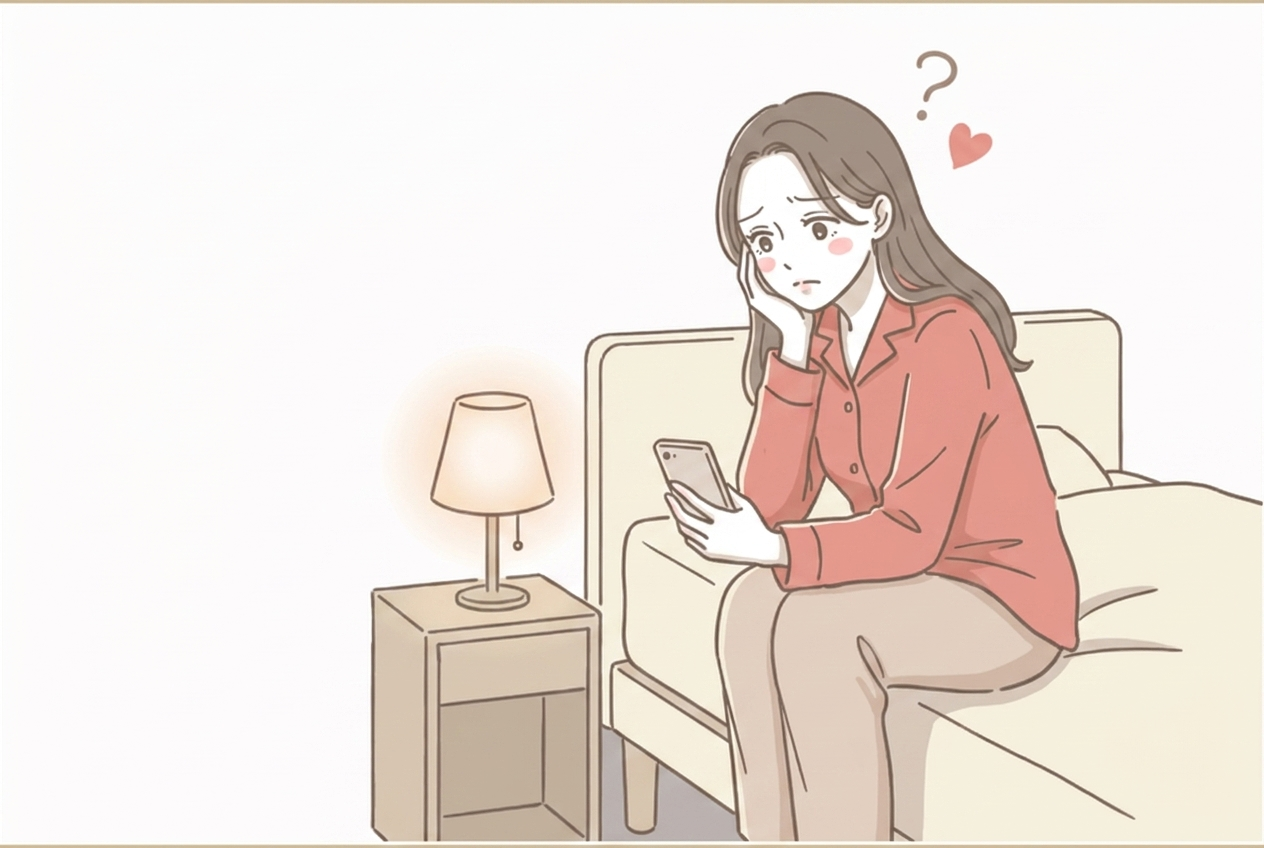 ひとりで悩む女性のイラスト